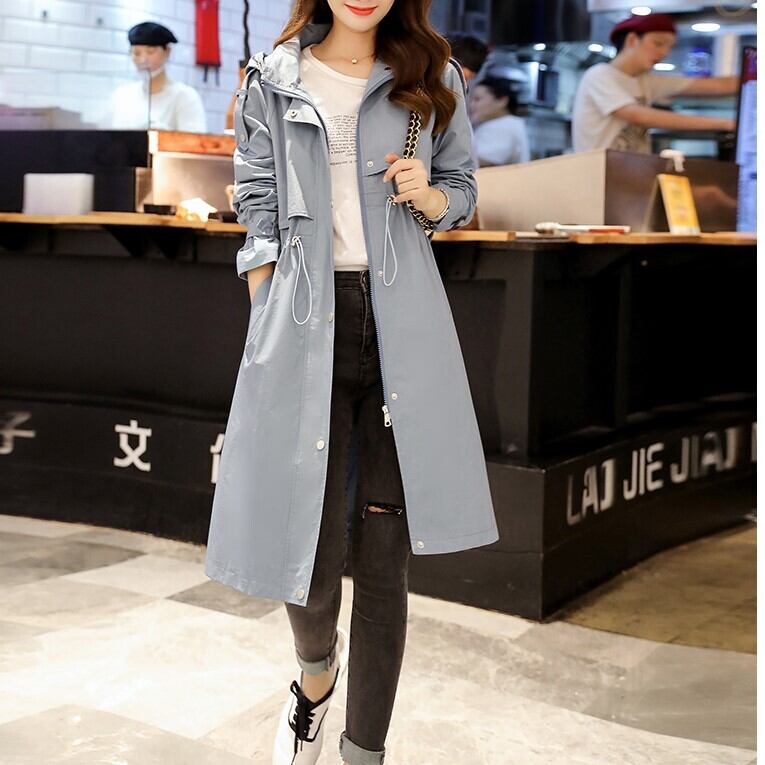 新作 フード付き トレンチコート ドロスト ロング丈 レディース