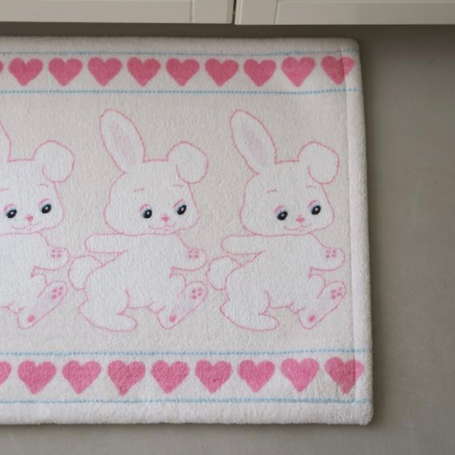 heart rabbit friends rug 2colors / ハート ラビット フレンズ ラグ フットマット カーペット 韓国インテリア雑貨