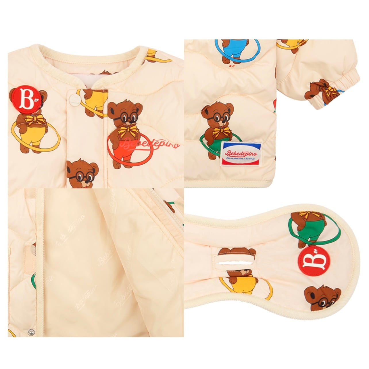 BEBE DE PINO] All over lacey baby quilted padding jumper set 正規