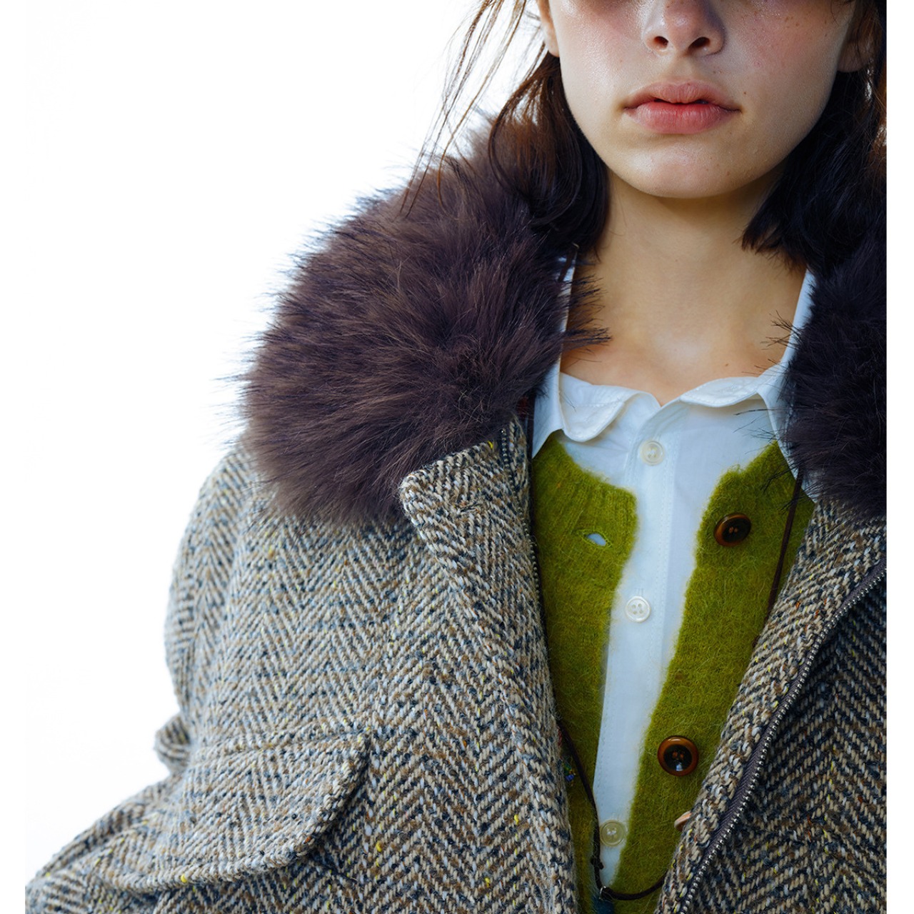 Fur Color Zip-Up Blouson T3941