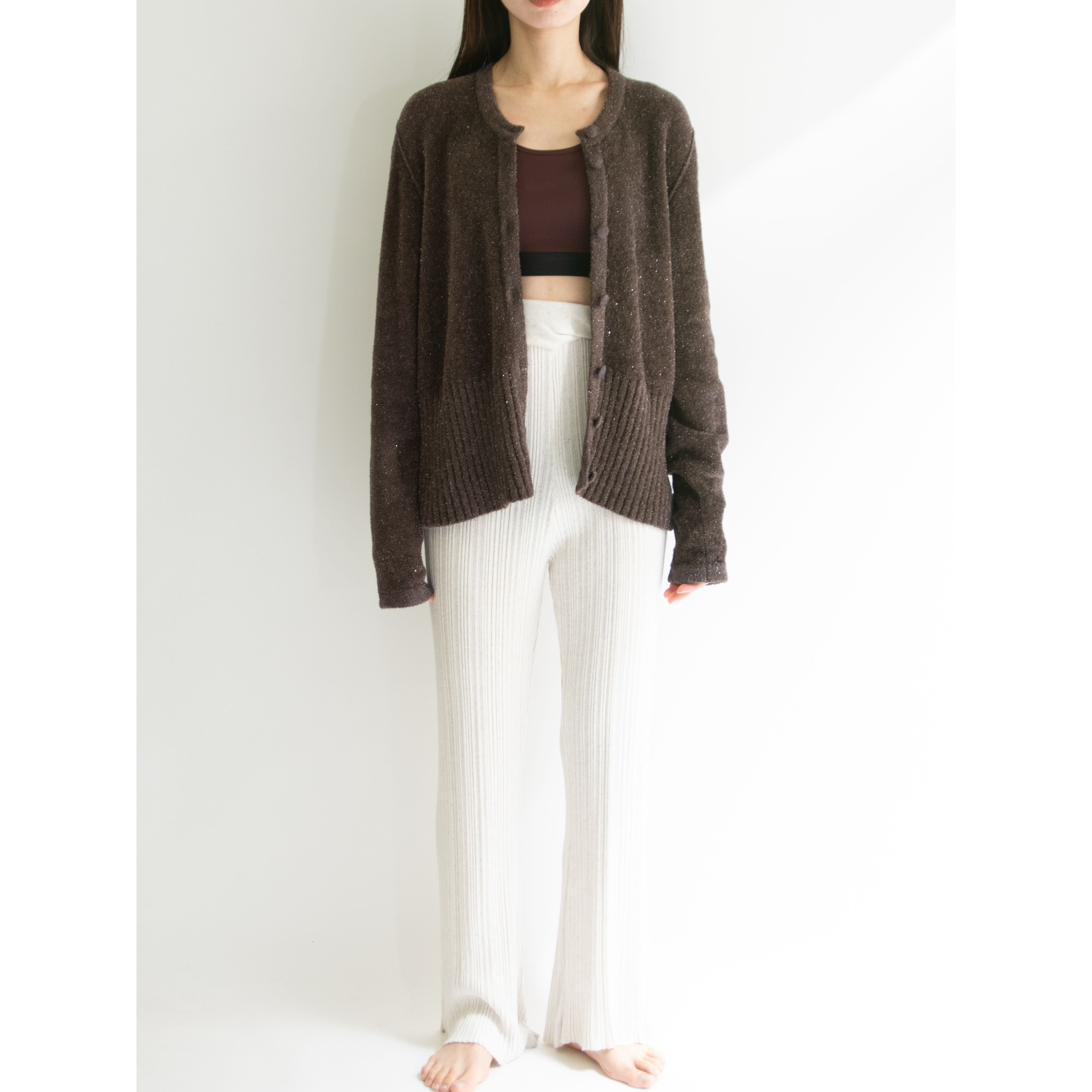 SONIA RYKIEL】Made in Italy Nylon-Rayon Glitter Knit Cardigan ...