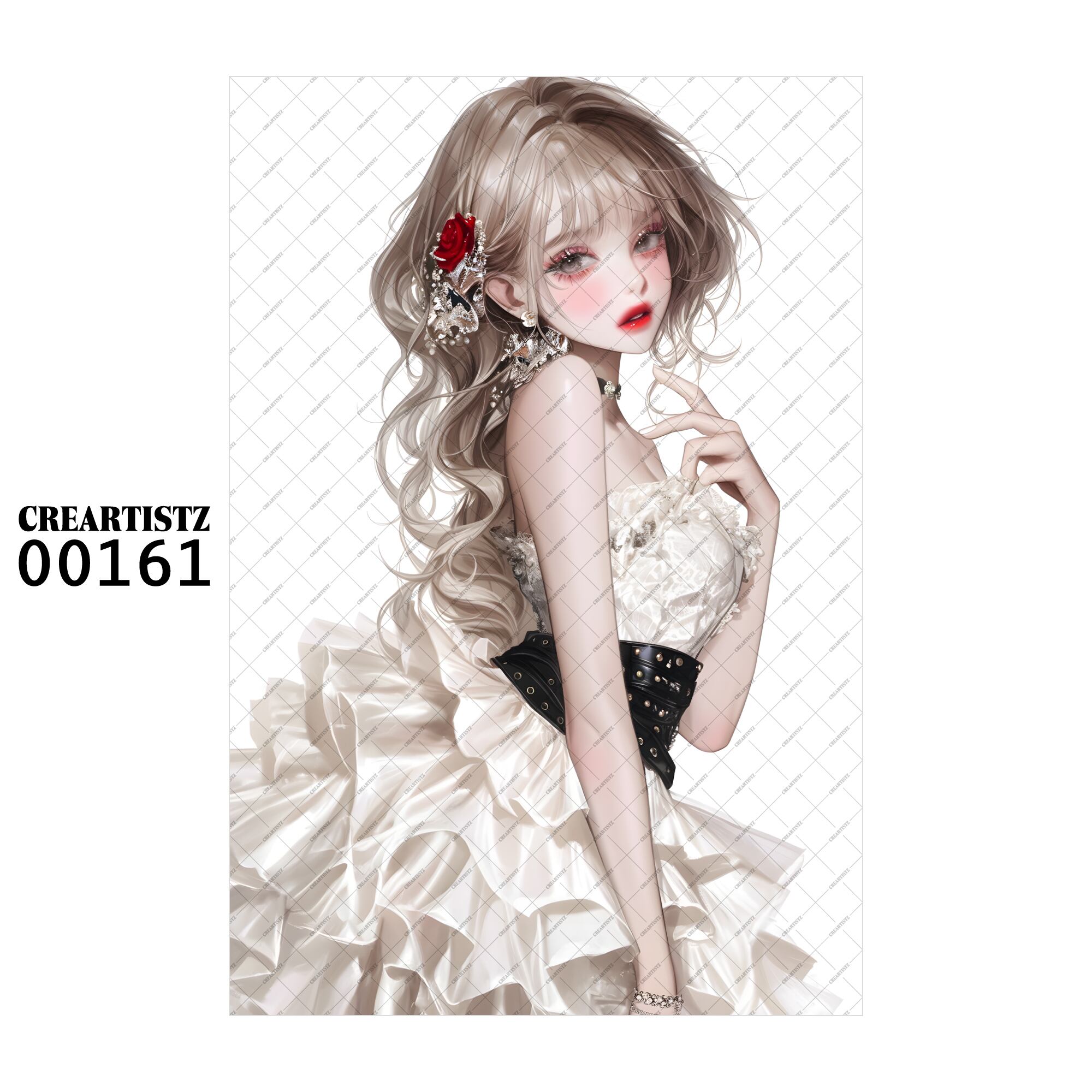 00161 ガール キュート オリジナル ペーパー/ステッカー 4枚セット CREARTISTZ