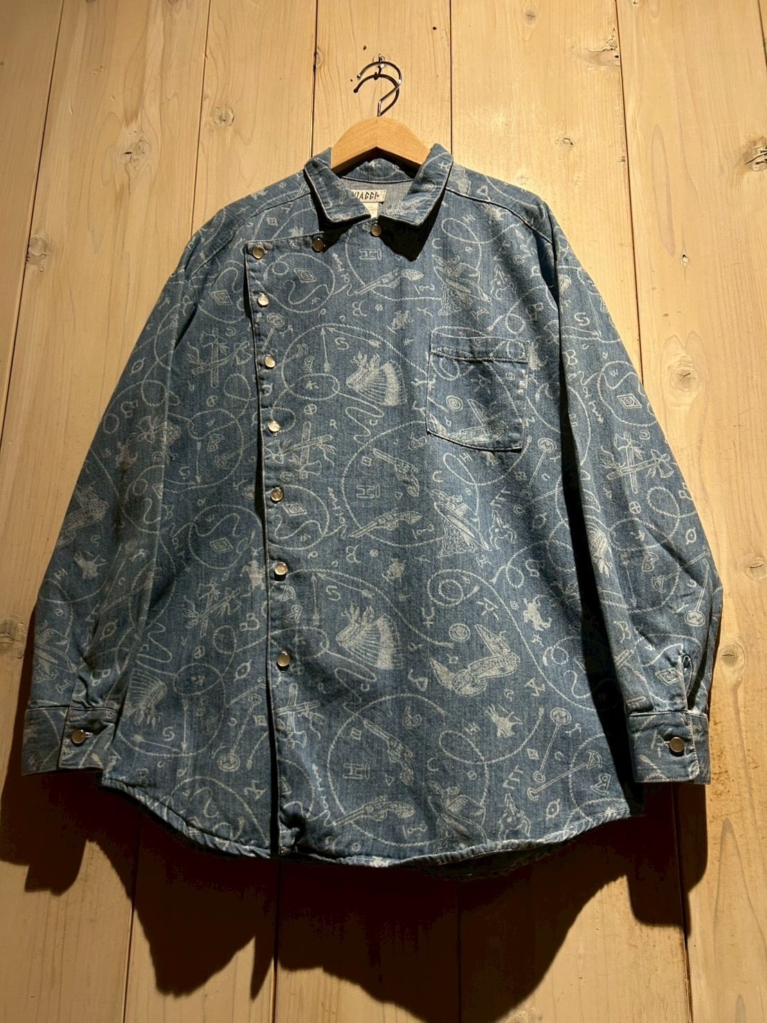 KA KAKU レトロスタイル 長袖シャツ 170/88A a.k.a.C.a.k.a vintage】90's Deforme Front Design Vintage Multi