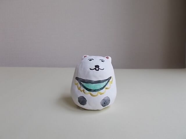 インテリア小物 紙粘土 人形 オブジェ 豆犬 ミントグリーン | susa art