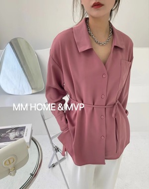 ウエストリボンつき とろみブラウス AJ42441-308