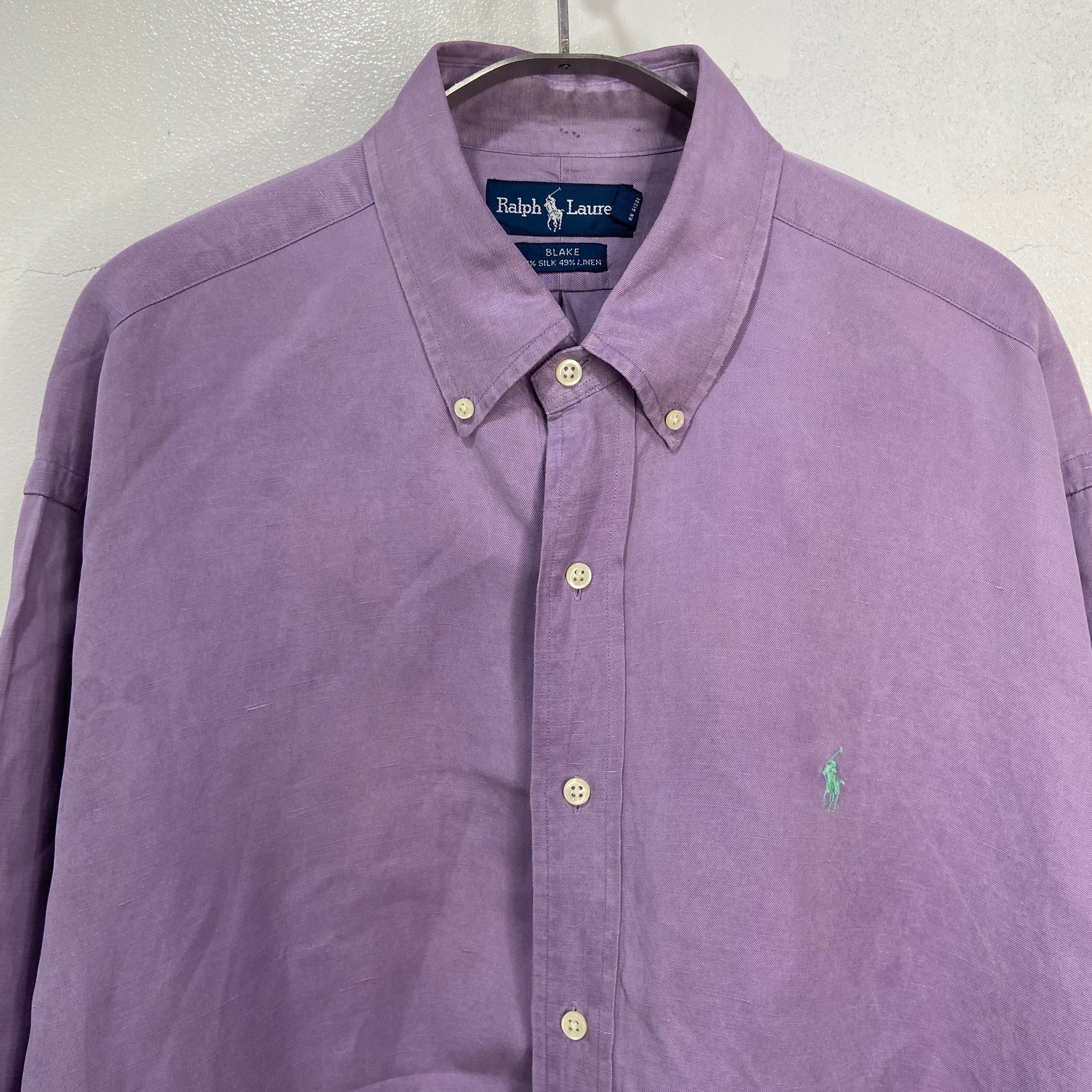 90s Ralph Lauren BLAKE シルクリネン長袖シャツ 紫系 | 古着屋 Uan