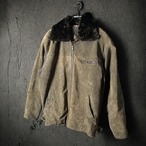 フライトジャケット風 スエードジャケット カーキ / ボア襟