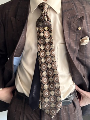vintage silk necktie / brown × black