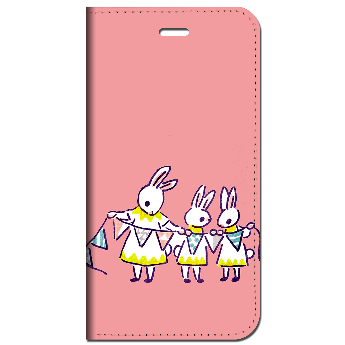 iPhone対応 スマホ 手帳型ケース うさぎ ももいろ イラスト キュート 動物 【iPhone17 / iPhone16 / iPhone16e / iPhoneSE 他 iPhone各機種対応】 st63