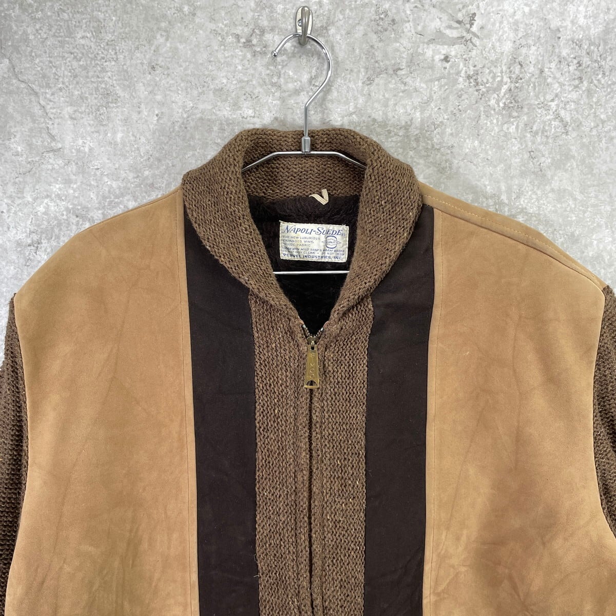 70年代 NAPOLI SUEDE ユーロ スエードレザー×ニットジャケット メンズ