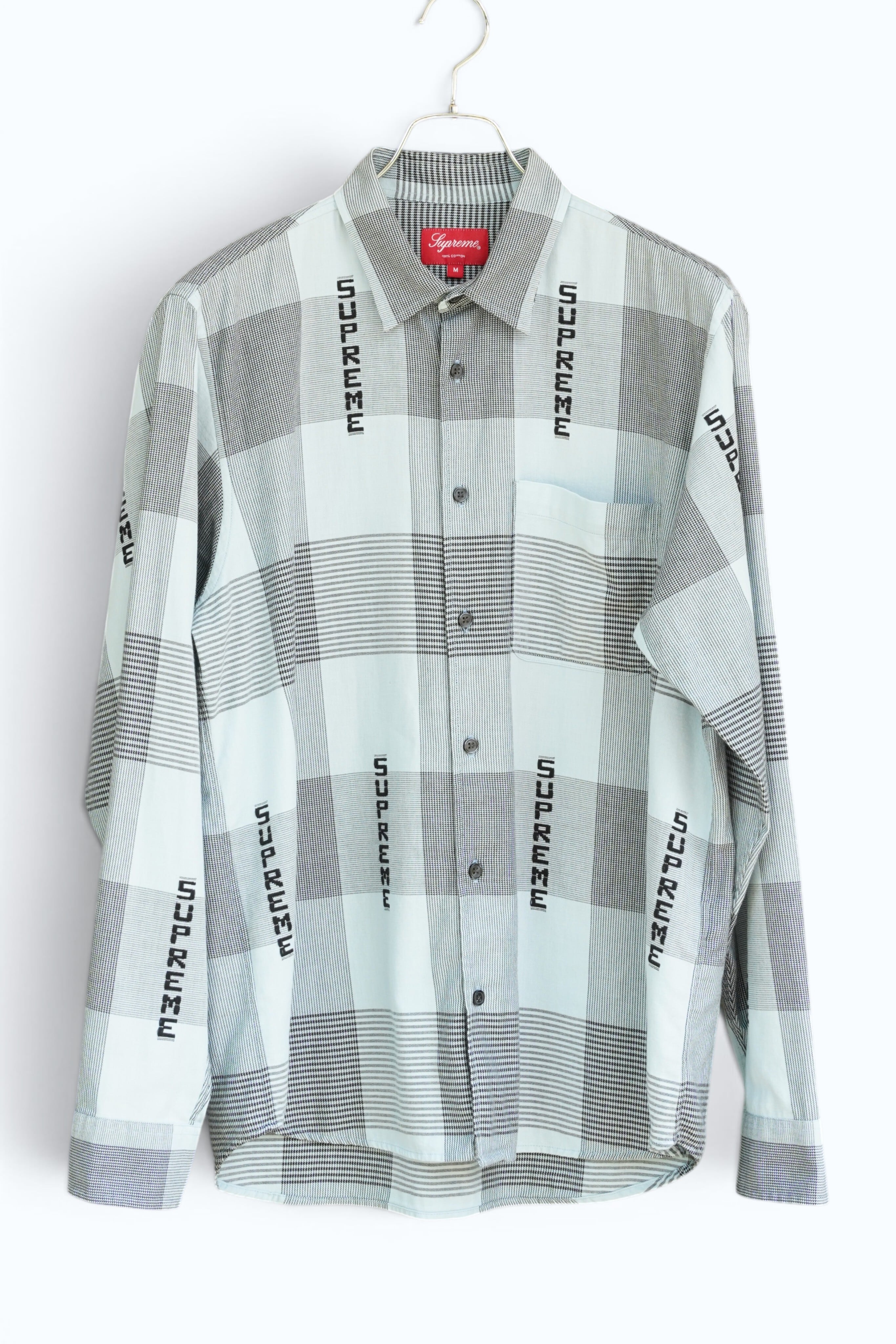 Supreme 20SS Logo Plaid Shirt 刺繍ロゴ チェックシャツ M