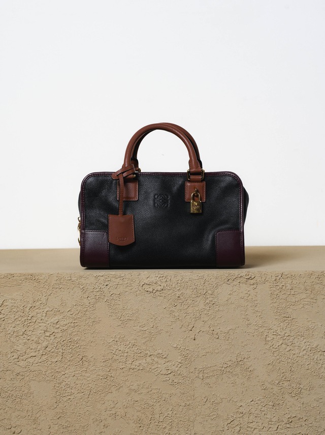LOEWE ロエベ アマソナ28 ブラック×ブラウン×パープル ゴールド金具 ハンドバッグ