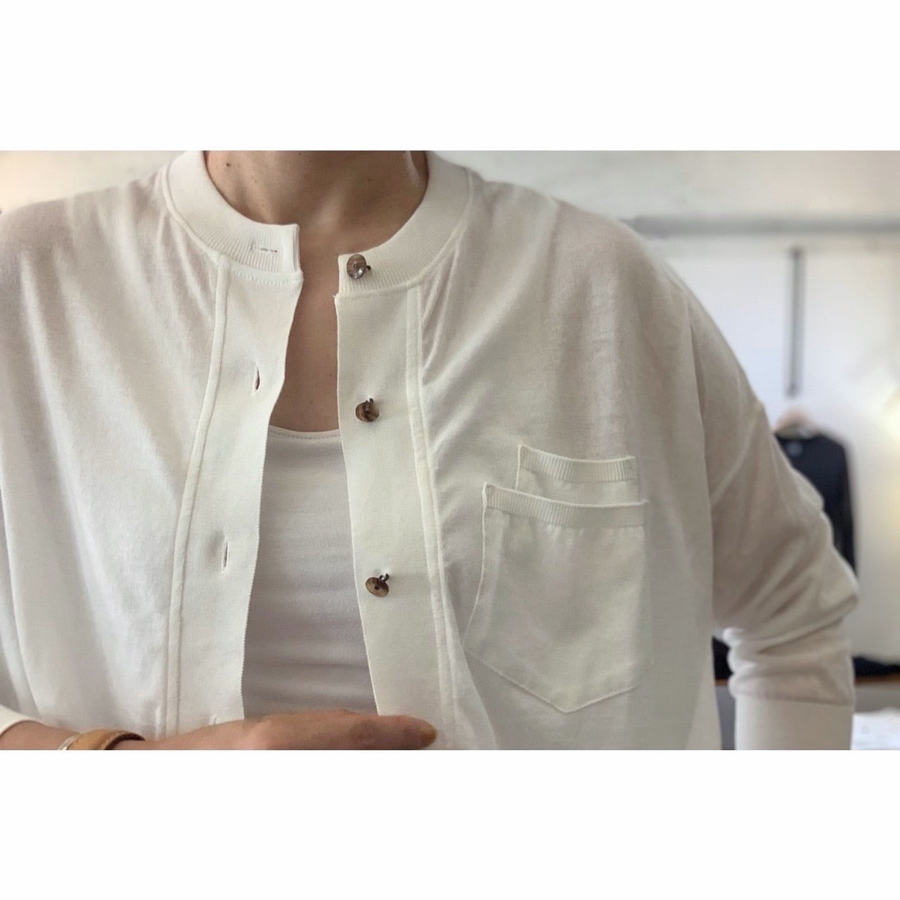 Simva115-0006-White 18G Drop Shoulder Cardigan | O'KEEFFE Online Store
