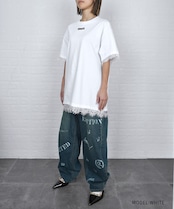 【直営限定ITEM】ヘムレースルーズTシャツ (WHITE) CQ-49004H