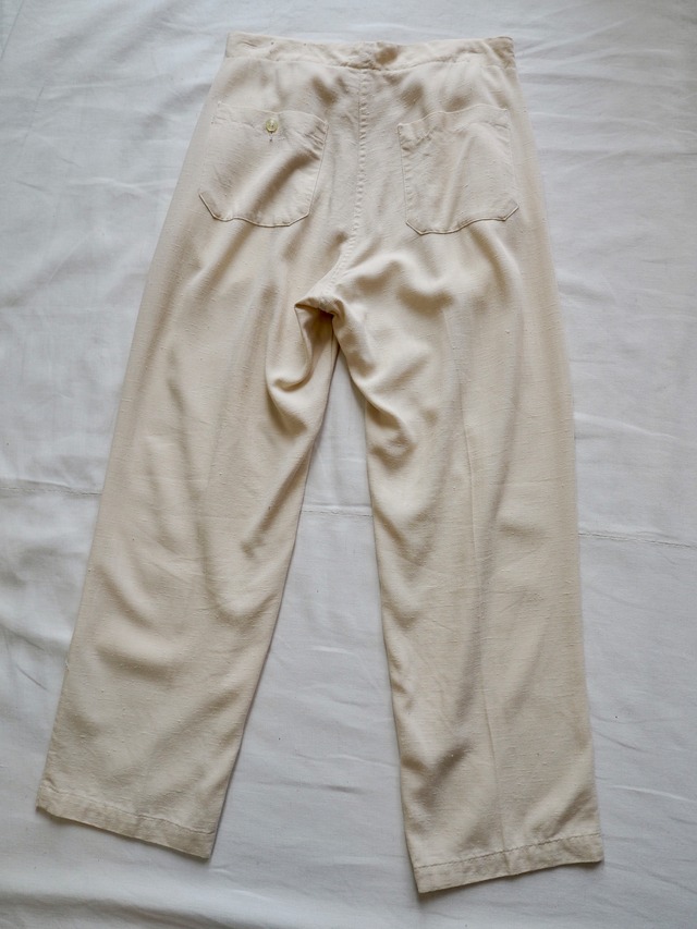1960’s USA Vintage Kasuri Pattern Ivory Straight Slacks