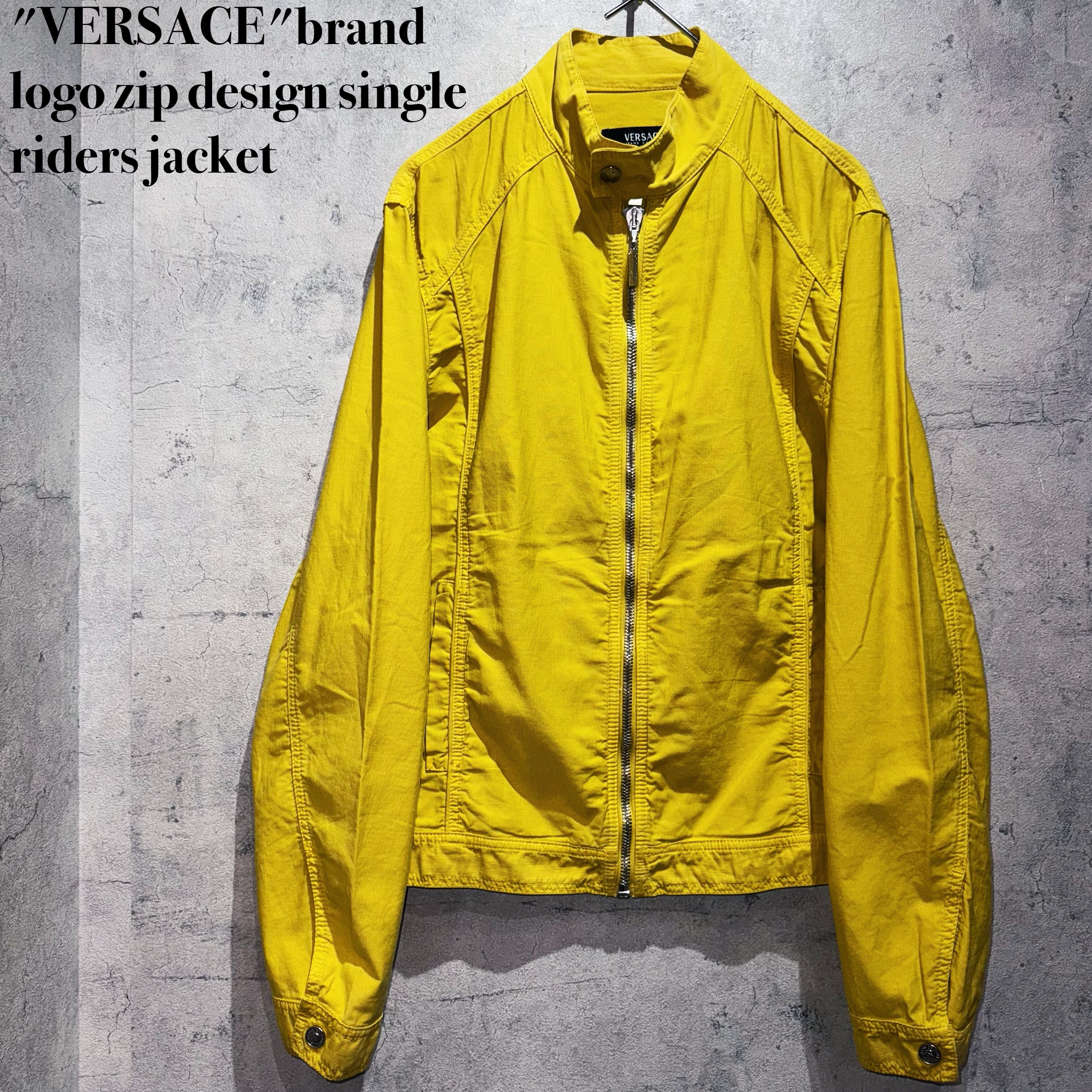 "VERSACE"brand logo zip design single riders jacket