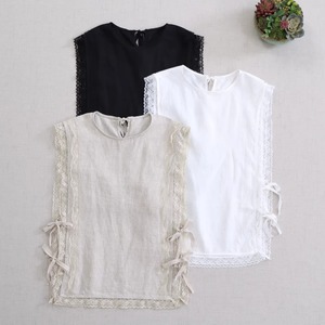 3色／サイドリボンリネンベスト ・10225