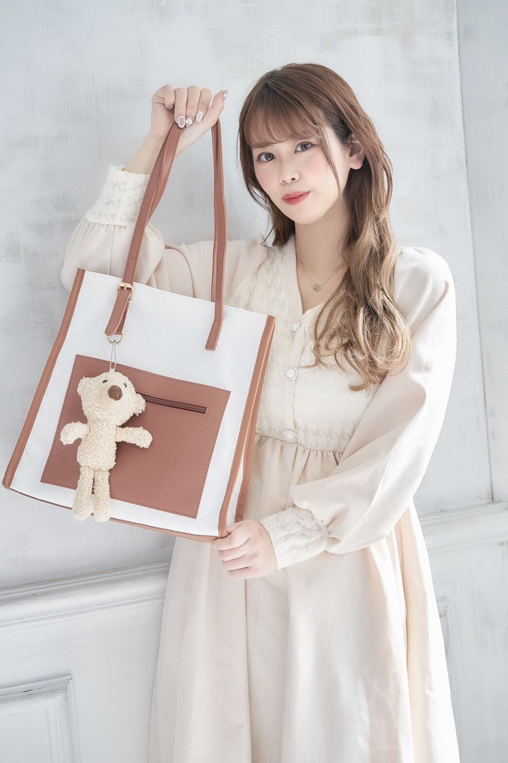 大容量 パイピングくまトートバッグ Riramacherie 大容量 パイピングくまトートバッグ Riramacherie