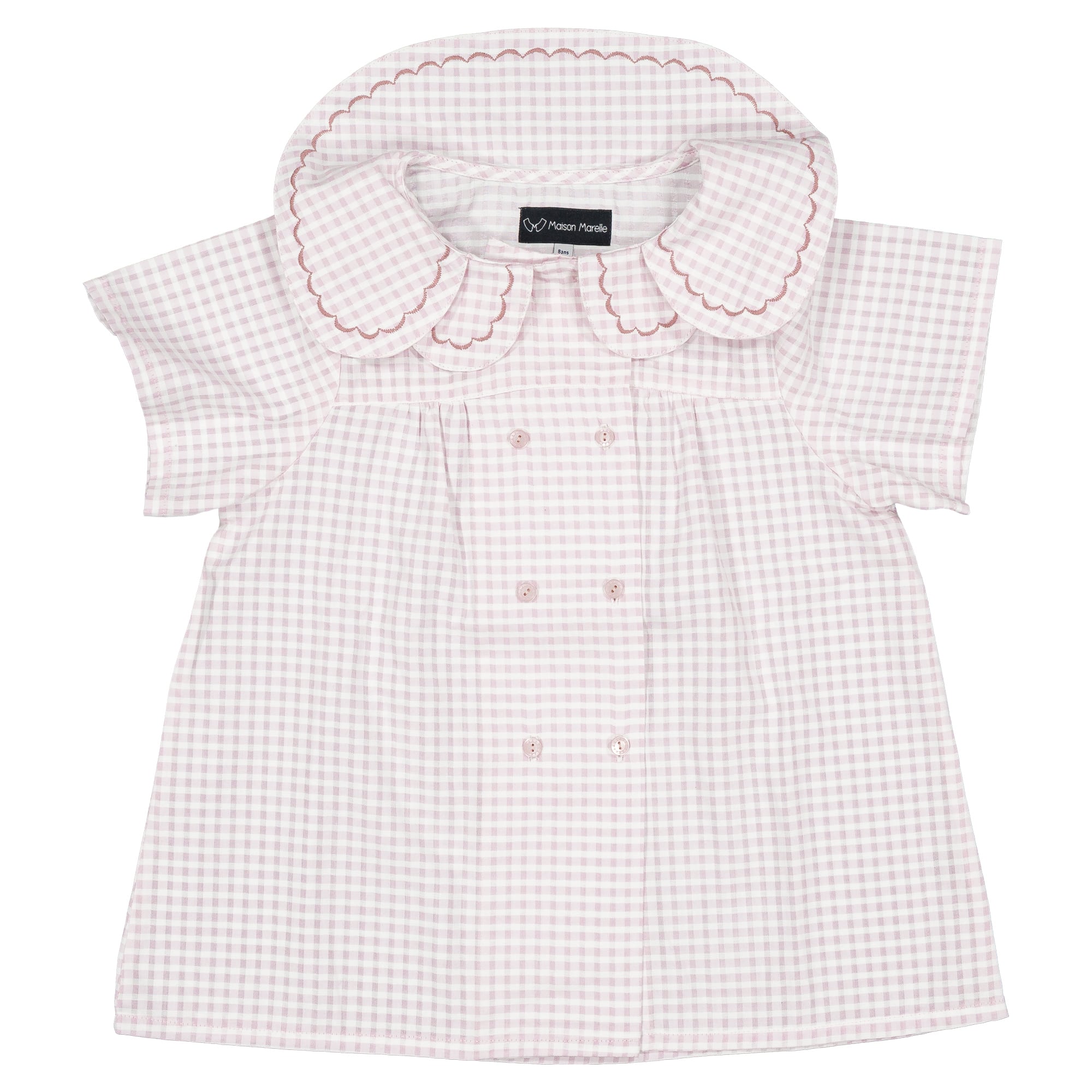 予約【Maison Marelle】Blouse NOLLET- gingham pink / 6Y~12Y / 6月上旬以降入荷