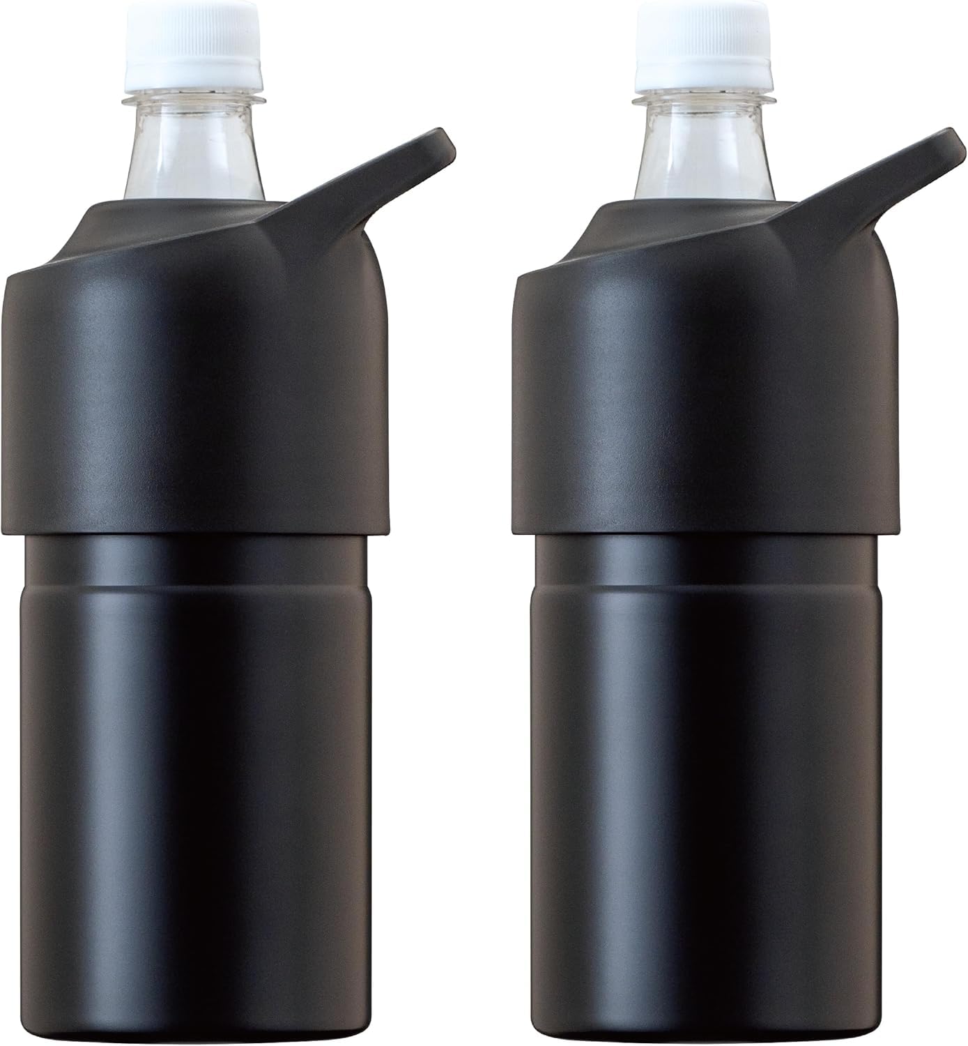 【新着特価】アトラス ペットボトルホルダー 水筒 2個セット 保冷 ペットボトルクーラー 500ml 650ml 真空断熱 ブラック ハンドル 取っ手付き ボトルインボトル ABIB-CBK2P
