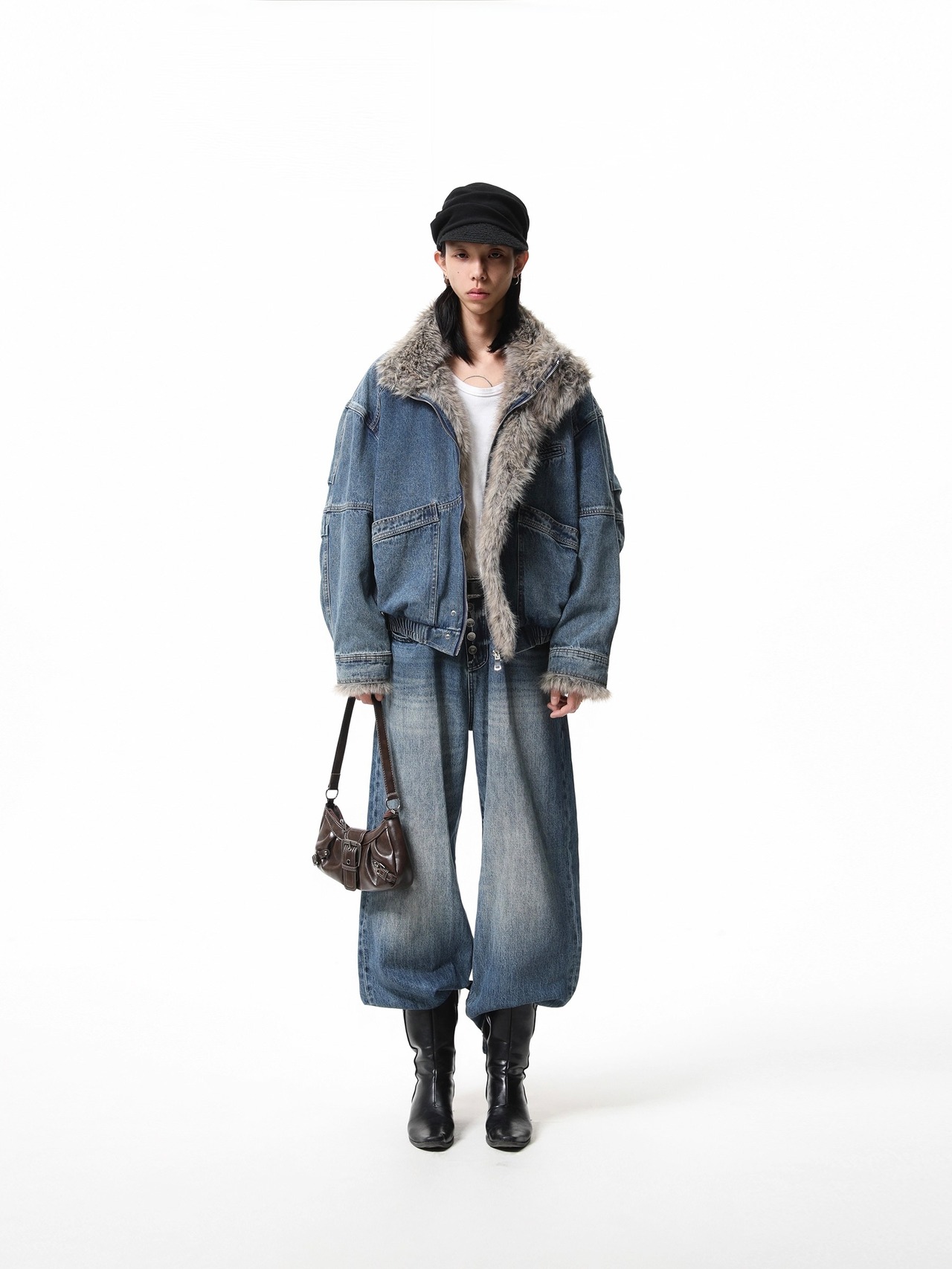 BOOGOOVOGUE Frank Denim Fur Puffer Jacket
