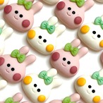 【2個】ミニリボンうさぎカボション　デコパーツ