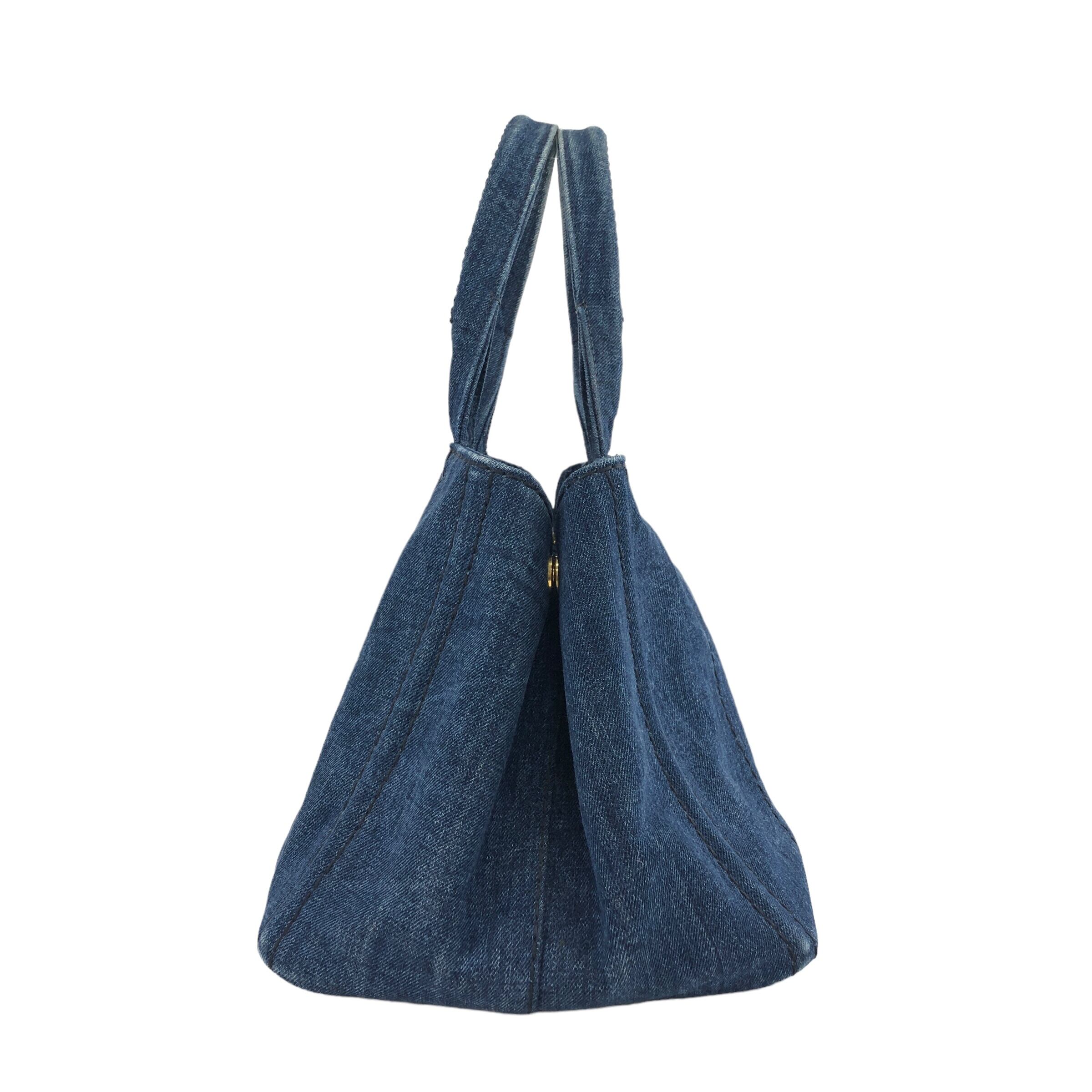 PRADA プラダ カナパ ハンドバッグ インディゴ ロゴ デニム vintage