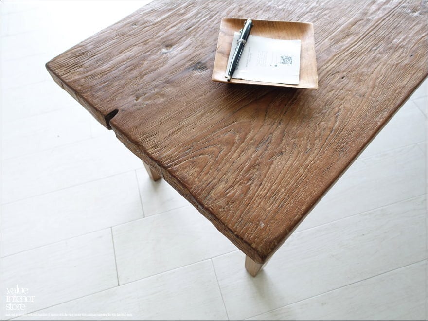 オールドチーク 総無垢 座卓 座敷机 一枚板テーブル 一点物