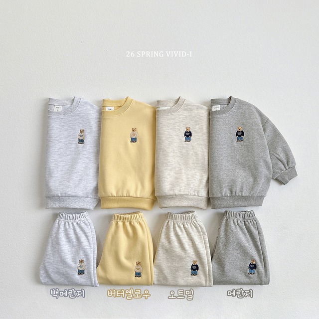 【取寄】vivid-i|26 bear embroidery set|26ベア刺繍上下|XS-JM|kids&jr|26 spring