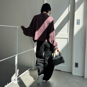 オーバーショートポロknit/マロン