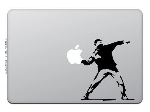 MacBook 対応 アートステッカ Banksy THE FLOWER THROWER 【並行輸入品】花束を投げる人