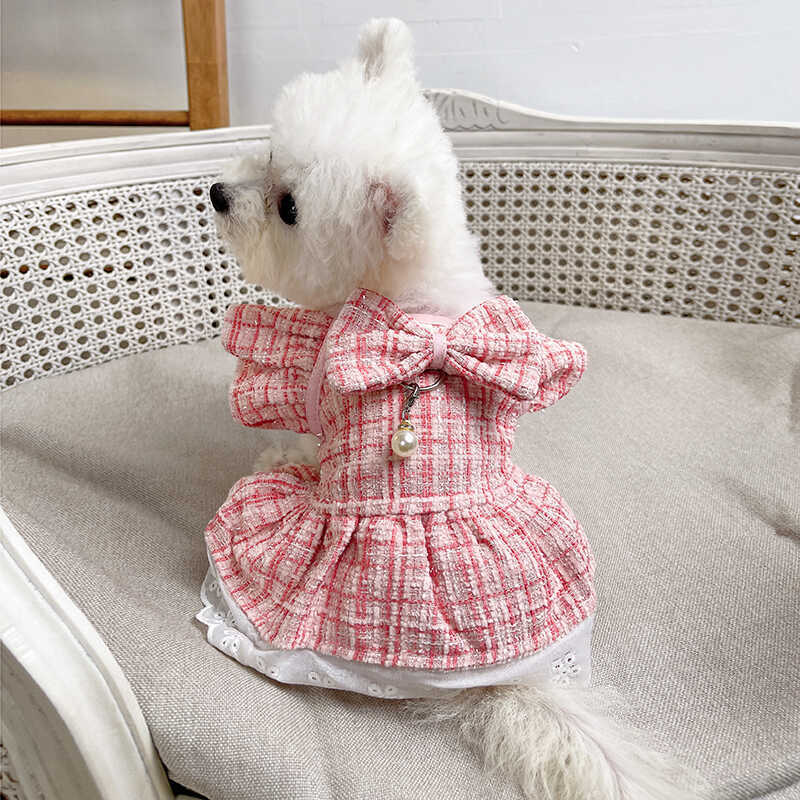 ツイードワンピース(リボン付き) 犬服 00401