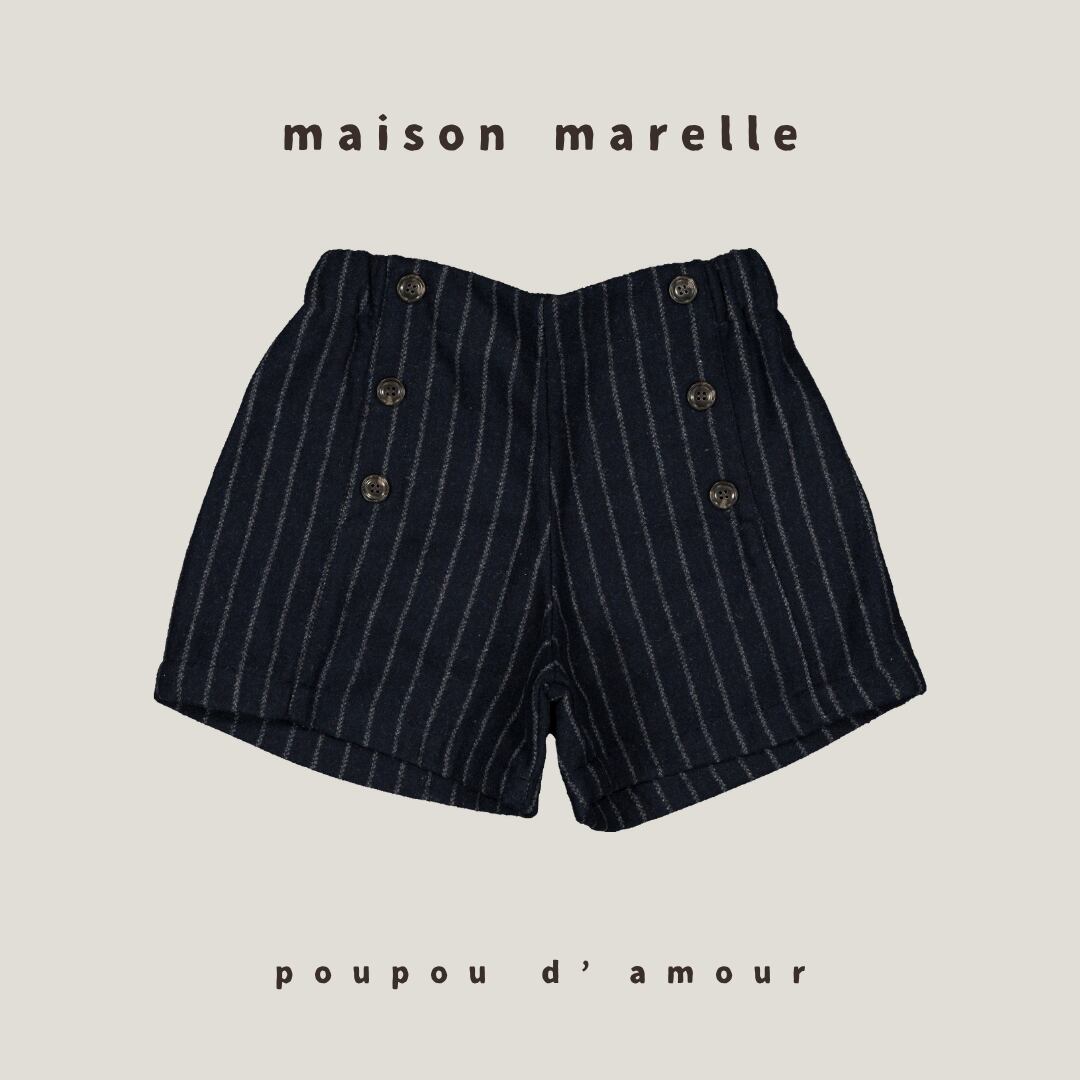 10Y〜12Y 送料無料【予約】maison marelle|Short SEVRES- navy stripes/(11月上旬以降入荷予定)