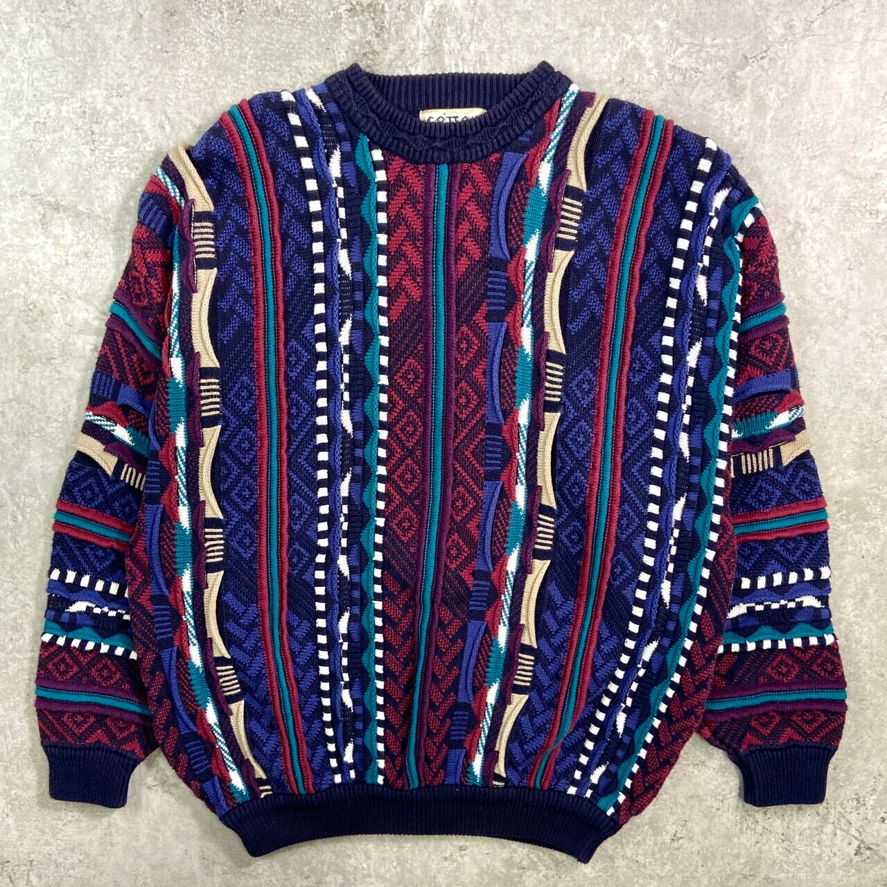 90年代 COTTON TRADERS 3Dニット クージー風 コットンニットセーター