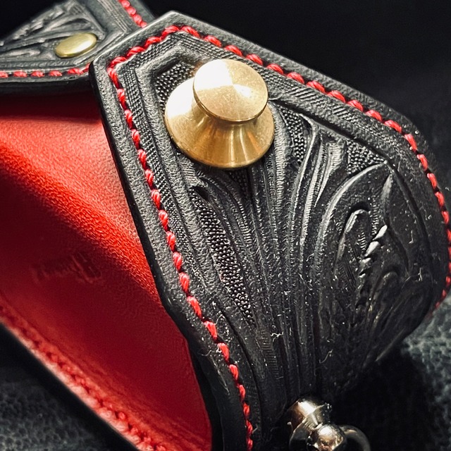 カービングチョークケース　大　ブラック&レッド　１ガーネット