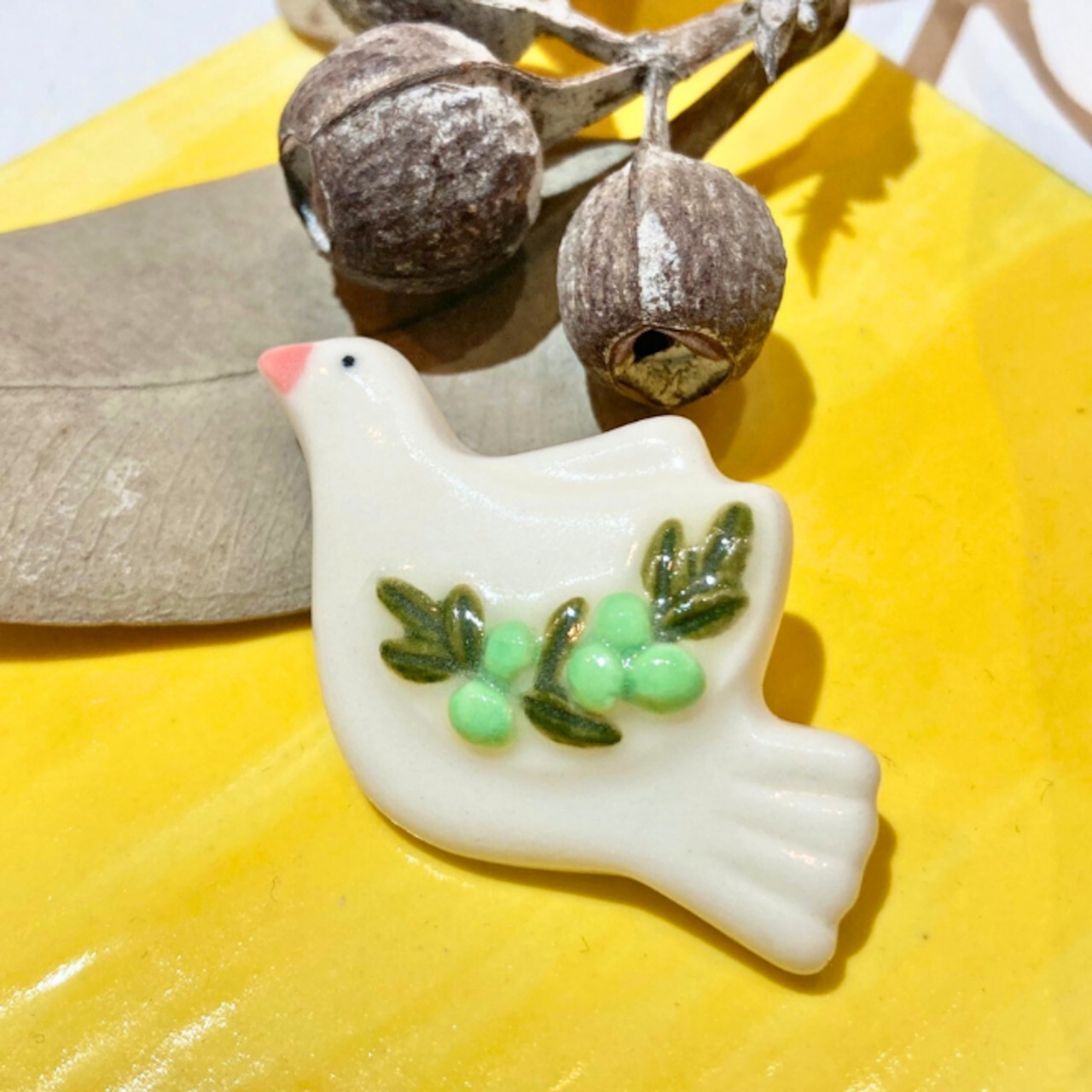 鳩とオリーブ ブローチ
