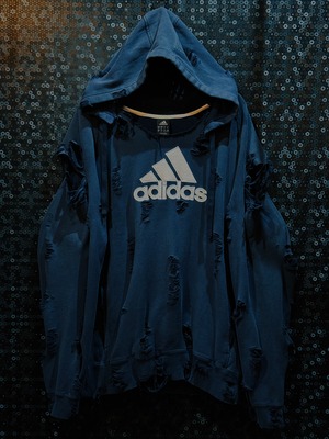 【ÆIEM】original"boro"remake adidas performance logo navy hoodie