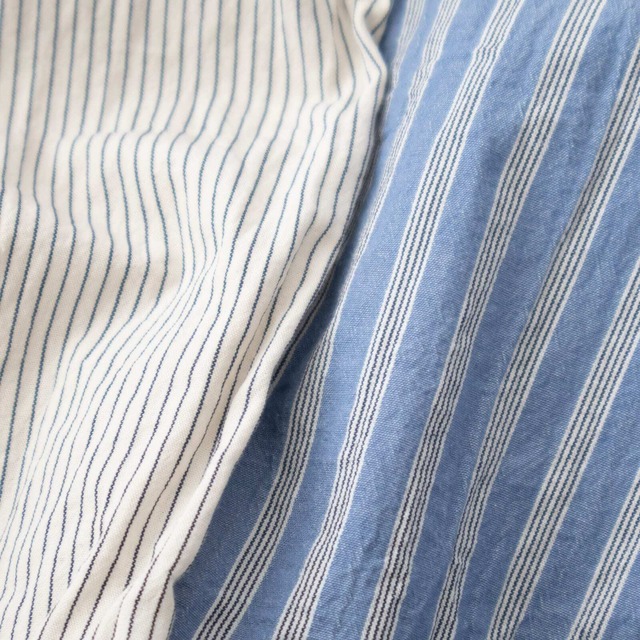 リネン RINEN 40/1オーガニックストライプ クレリックスタンドカラーシャツ(R37604)全2色