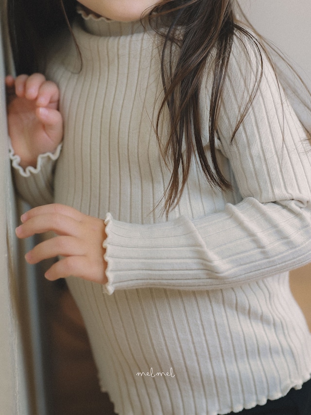 【取寄】melmel|mock neck rib tee|モックネックリブTシャツ|XXS-XL|kids|26 autumn