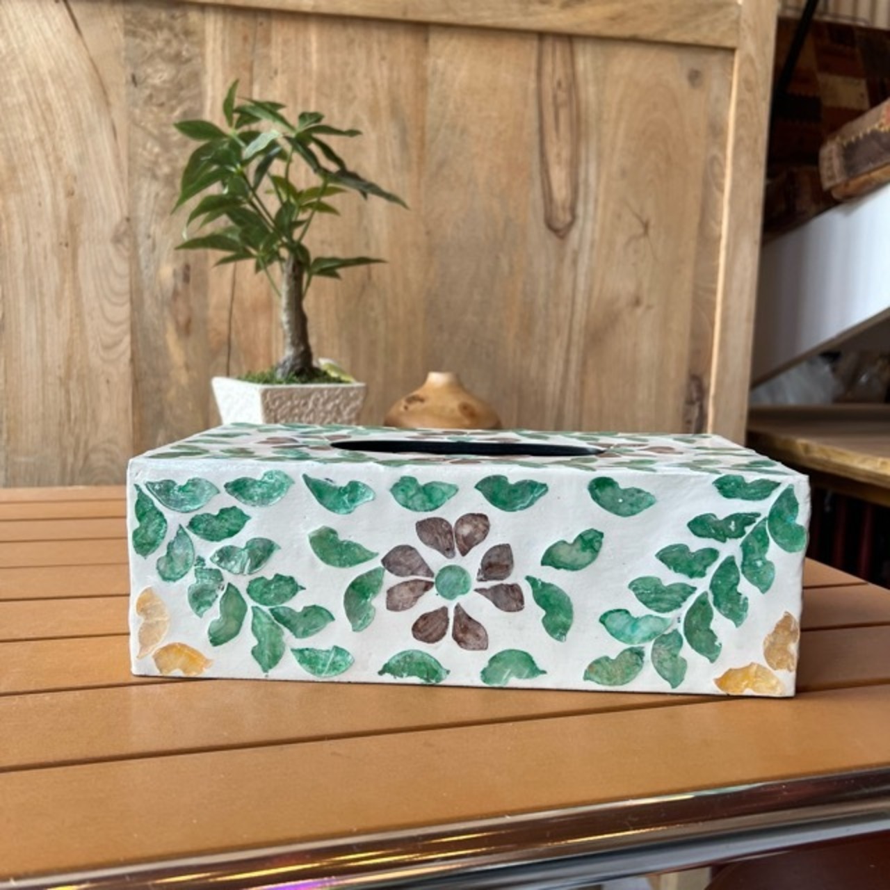 Shell Mosaic Tissue Box Cover B シェルモザイクティッシュボックス カバー ティッシュ シェル
