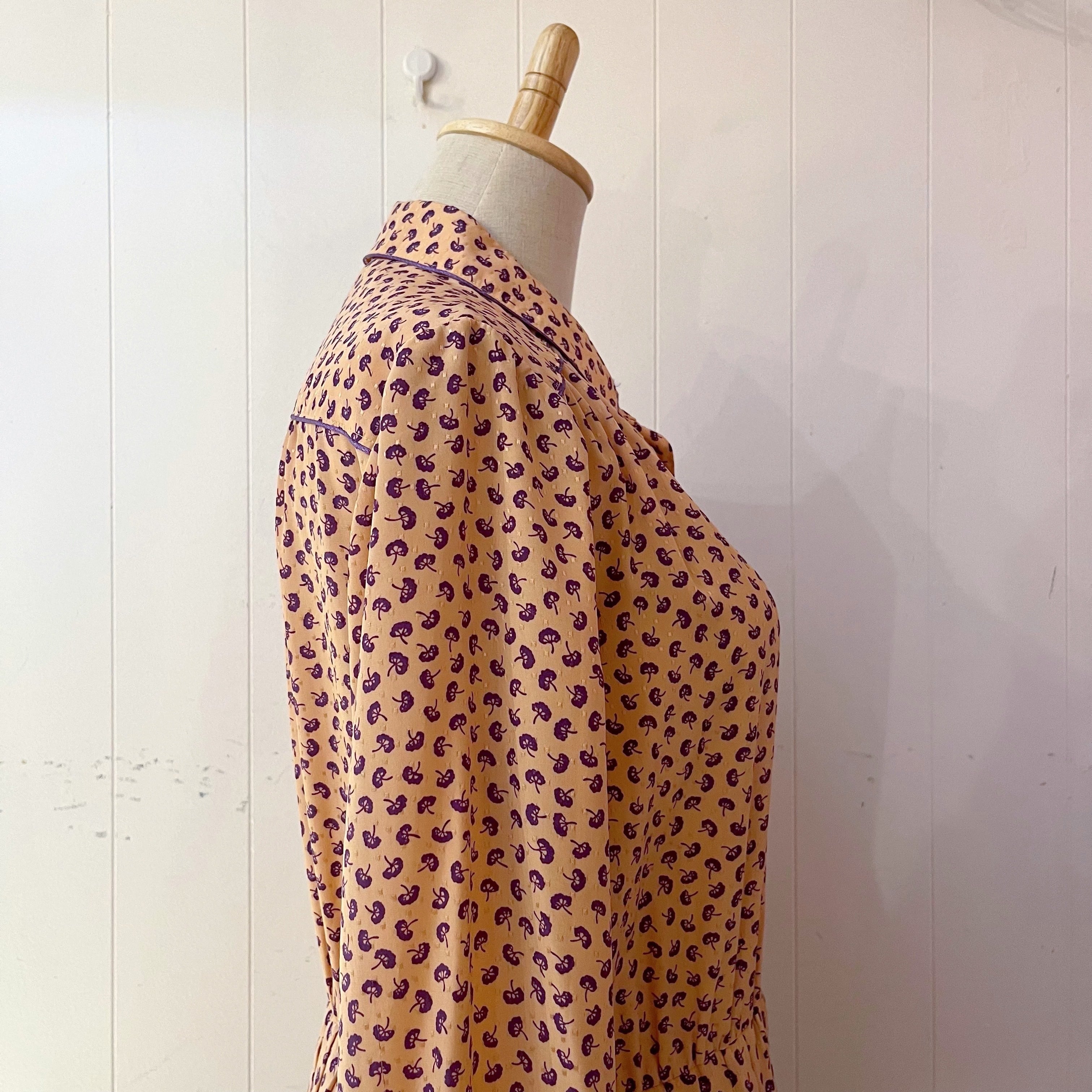 purple mini flower pleats one-piece