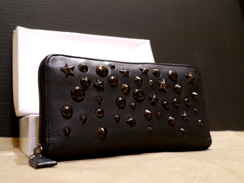 美品★GIVENCHY ジバンシィ 男女可 スタッズ レザー 長財布 黒★