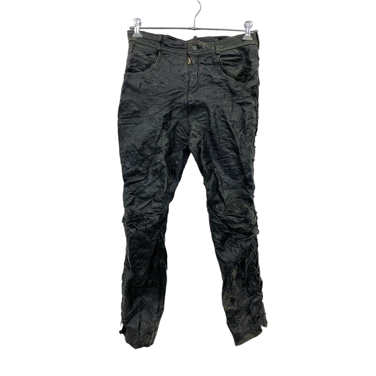 レザーパンツ W31 ブラック サイドレースアップ 古着卸 アメリカ仕入