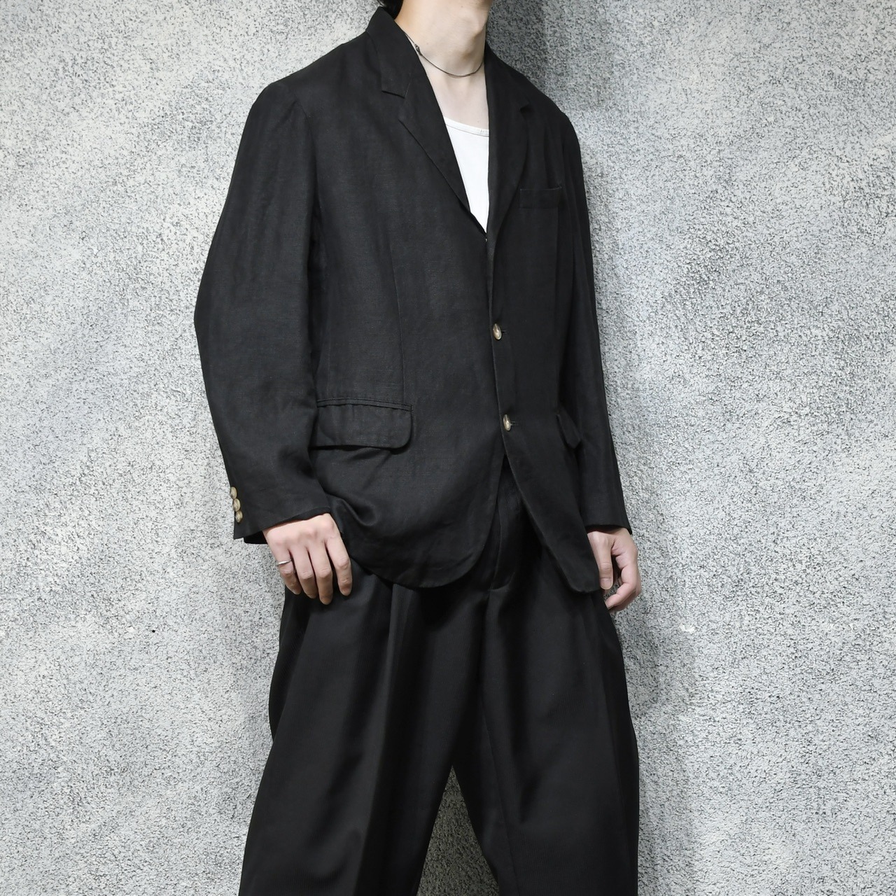 90's J.crew black linen tailored jacket