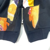 【hoodi46】 Remake Hoodie black × kimono