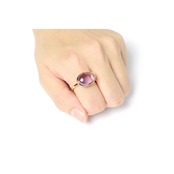 S925 OVAL STONE RING GOLD -Amethyst-