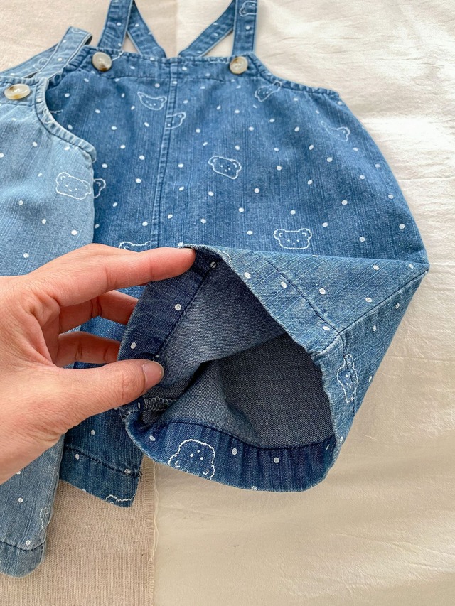 【BABY】くまドット総柄デニムサロペットパンツ - 13