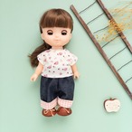 【2点セット】トレーナーロールアップジーンズセット(花柄ピンクチェック)メルちゃんソランちゃん