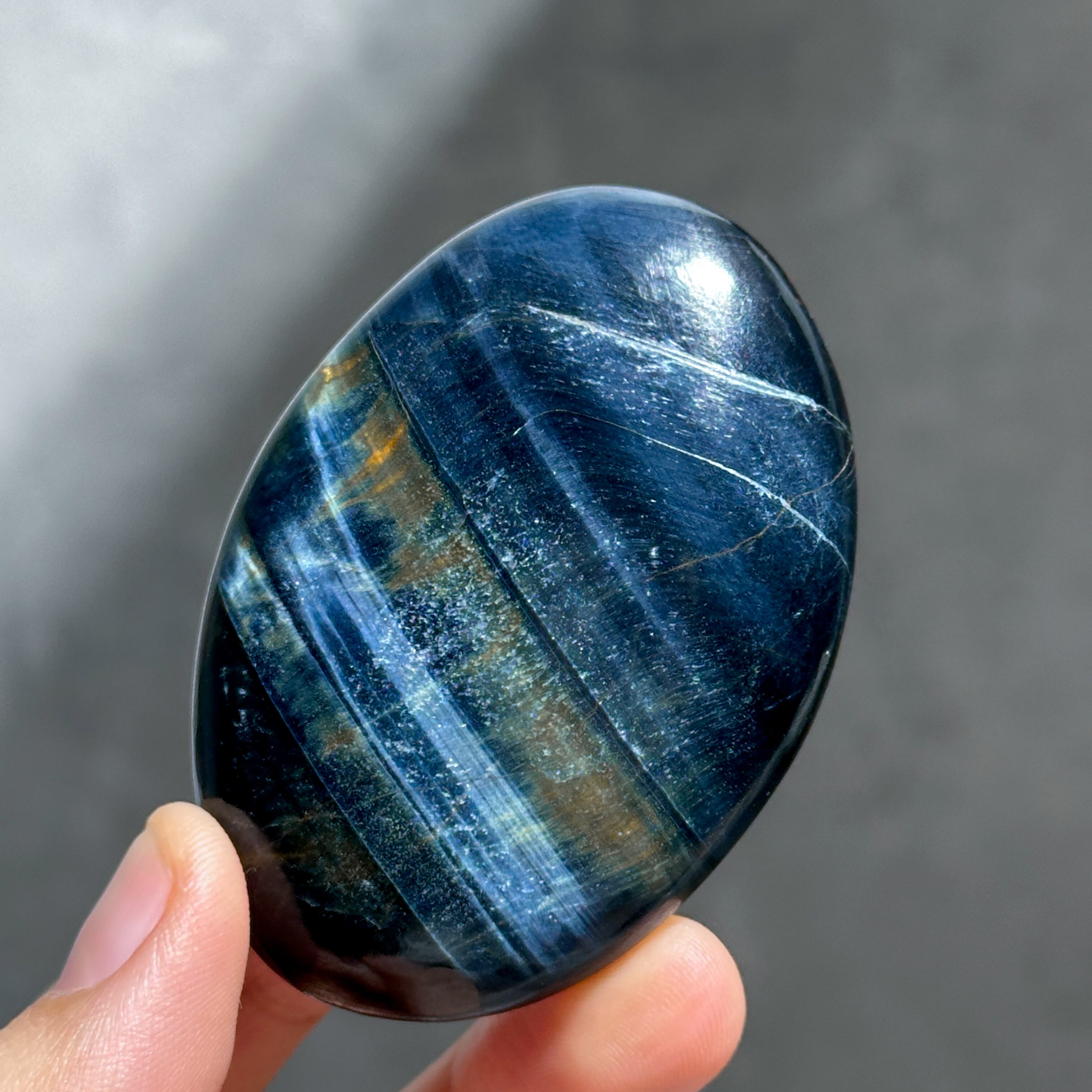 ブルータイガーアイ パーム 22◇ Blue Tiger's eye ◇天然石・鉱物