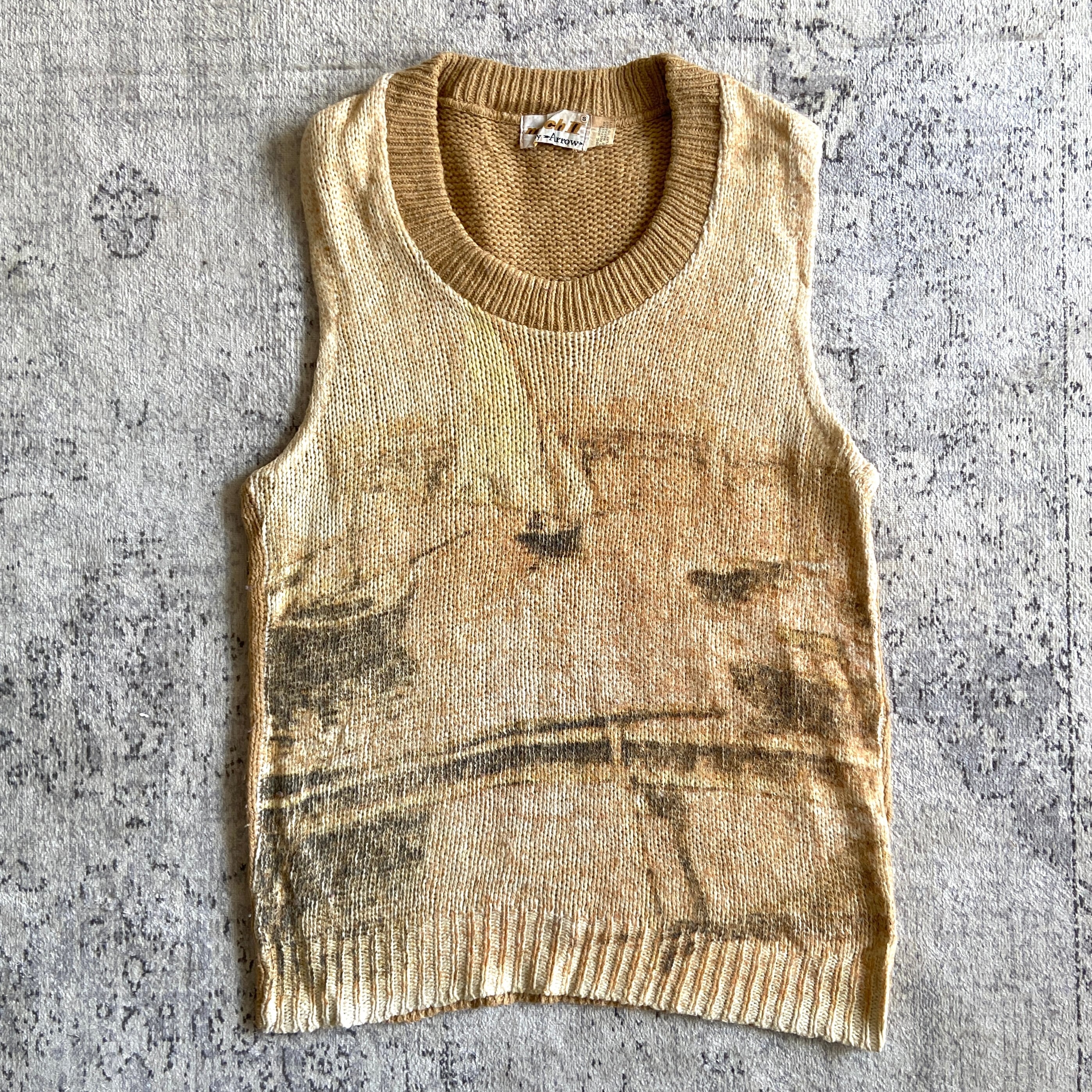 1970s Mach || by Arrow Vintage Print Wool Knit Vest S G014